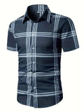 AIDASE  -  Classic Simple Geometric Lines Digital Printing Men's Business Summer Wide Loose Shoulder Short Sleeve aidase-shop