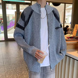 AIDASE  -  American Retro Striped f High Collar Sweater Coat Casual Sle Knitted Autumn Winter Outerwear for Men And Women aidase-shop