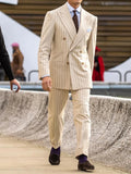 =Aidase Striped Wedding Suits For Men Peak Lapel Groom Wear Slim Fit Double Breasted Tuxedos Business Custom Made 2 Pcs Jacket Pants aidase-shop