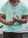 AIDASE  -  Solid Color Basic T-shirts Men Short Sleeve O Neck Casual Tees Shirt Summer Clothes Mens Fashion Loose Pullovers Tops Streetwear aidase-shop