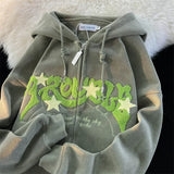 Aidase Autumn Men's Goth Corduroy Zip Up Hoodies Hip Hop Fashion Foam Print Jacket Women's Y2K Vintage Streetwear Hoody Sweatshirts aidase-shop