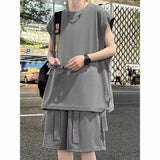 AIDASE  -  Casual Sports Suit Men's Spring and Summer Vest Vest Shorts Two-piece Set Loose Sleeveless T-shirt Outfit