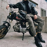 AIDASE  -  Spring Autumn New Safari Style Cargo Pants Men's Tide Dark Punk Slim Ankle Binding Korean Version Tactical Fashion aidase-shop