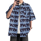 Aidase Summer Men Letter Printed Shirts Hawaiian Loose Shirts Short Sleeve Beach Loose Tops Blouse Streetwear Dress Clothing aidase-shop