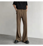 AIDASE  -  Brown Black Suit Pants Men Fashion Social Mens Dress Pants Korean Casual Loose Flared Pants Mens Office Formal Trousers M-2XL aidase-shop