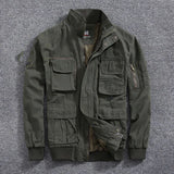 Aidase Autumn Winter Multi-pocket Jacket Men's Casual  Velvet Workwear Cargo Zipper Coat Pure Cotton  Puffer Jacket aidase-shop
