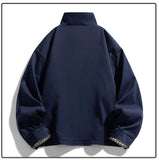 AIDASE  -  American Style Spring Autumn New Fashion Men's Spliced Casual Trendy Simple Basic Loose Stand Collar Long Sleeve Jackets Coats aidase-shop