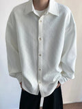 AIDASE  -  Trendy Men's Jacquard Textured Shirt Tops Spring Autumn Outdoor Casual Buttoned Lapel Cardigans Men Stylish Solid Color Shirts aidase-shop