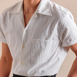 AIDASE  -  Cuban Collar Shirt Men's Short Sleeved High-end Summer Striped Thin Shirt Camisa Social Masculina Stylish Shirts For Men