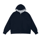 AIDASE  -  Mens Autumn Spring Contrast Color Cardigan Hooded  Thick Premium Loose Heavyweight Top Men's hoodie ventilate essentials hoodie aidase-shop