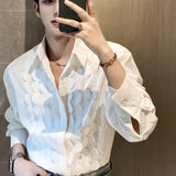 AIDASE  -  Spring Autumn Handsome Blouse Casual Long Sleeve Jacket Fake Two Piece Shirt For Men New Hip Hop Streetwear Striped Shirt aidase-shop