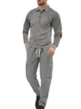 AIDASE  -  Spring and Autumn men's long sleeved two-piece collar shirt, long pants, loose work clothes, casual sportswear set aidase-shop