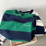 25.29Aidase Summer American Street Retro Stripe Letter Print Graphic T-shirt Men and Women Trend Loose Casual Short Sleeve Top harajuku aidase-shop