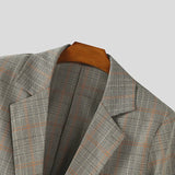 AIDASE  -  Men Blazer Plaid Lapel Long Sleeve One Button Casual Crop Coats Men Suit Streetwear 2025 Fashion Blazer Spring Autumn aidase-shop