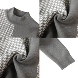 Aidase Men's Warm Winter Knit Sweaters Male Slim Fit Fashion Color Matching Plaid Pullover/Man High-neck Knitted Sweaters 4XL-M aidase-shop