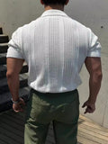 AIDASE  -  Vintage Men's Cool Short Sleeve Polo Shirt, Lapel Breathable Hollow Out Top, Summer Mesh Slim Sleeve Fashion Casual Knit T-shirt aidase-shop