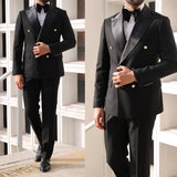 AIDASE  -  Formal Men's Suit 2 Pieces Blazer Pants Bow Collar Double Breasted Buckle Business Work Wear Wedding Prom Costume Size Color