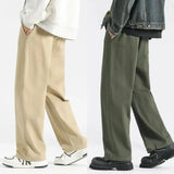 AIDASE  -  Men's Loose Wide-Leg Pants Solid Color Casual Straight Trousers Comfortable Daily Wear aidase-shop