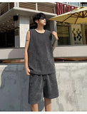 AIDASE  -  Striped Men Two-piece New Summer Casual Sleeveless Round Neck Tank Top Drawstring Loose Shorts Fashion Male Sets aidase-shop