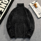 AIDASE  -  Faux Mink High Neck Men Sweater Autumn Winter New Trend Loose Long Sleeve Thickened Warm Knitted Pullovers Tide 21E7596 aidase-shop