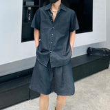 AIDASE  -  Denim Men's Two-Piece Summer Short Sleeve Shirt Casual Shorts Fashionable Cool Loose Versatile Solid Color Men Sets 21E6476 aidase-shop