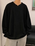 AIDASE  -  Autumn Men's V-neck Long Sleeve T-shirts New Solid Color Jacquard Waffle Pullover Tops High Street Fashion Breathable Tee Shirts aidase-shop