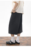 AIDASE  -  Men's Japanese Cityboy Cropped Wide Leg Suit Shorts Pleated Linen Texture 7/8 Length Casual Culottes Pants aidase-shop