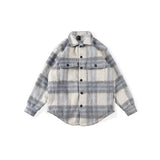 Aidase Jack Autumn and Winter Soft Plaid Long Woolen Shirt Jacket Mens Long Sleeve Checkered Top Male Oversized Jacket Outwear aidase-shop