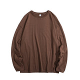 Oversized Men's T-shirts Long Sleeve Quality Cotton Fashion Korean Clothing Tops Solid Color Harajuku Male Tees aidase-shop
