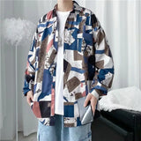 Aidase Men's Clothing Turn-down Collar Handsome Long Sleeve Button Spring Summer Thin Man Printing Loose Streetwear Casual Korean aidase-shop