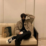 Aidase Spring and Autumn Tooling Jacket Men's Korean Style Trendy Fake Two-piece Japanese Retro Casual Jacket Coat Bomber Jackets aidase-shop