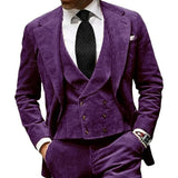 Aidase Autumn Winter Corduroy Suit For Men Single Breasted Peaked Lapel Business Casual Male Blazer Vest Pants 3Pcs Set Wedding costume aidase-shop