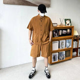 AIDASE  -  Ice Silk Cool Casual Sports Suit Men's Summer Large Size Fashionable Thin Short-sleeved Shirt Fashionable Two-piece Set Chic aidase-shop