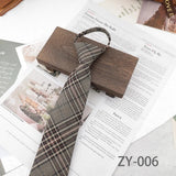 AIDASE  -  8cm British Style Casual Brown Khaki Plaid Clip Ties For Men Adult Polyester Wool Solid Gray Necktie Business Free Knot Lazy Tie aidase-shop