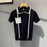 Aidase Fashionable Pockets Patchwork Knit Mens Polo Shirts Summer Daily Casual Breathable Knitting Tops Vintage Men Polo T Shirts