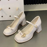 AIDASE  -  New Women Mary Jane Shoes Sweet Round Head High Heels for Woman Fashion Patent Leather Casual Shoes Designer Shoes Zapatos Mujer aidase-shop