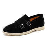 AIDASE  -  Suede Leather Men's Business Casual Shoes Handmade Double Buckle Loafers Leisure Slip on Flats Outdoor Male Driving Moccasins aidase-shop