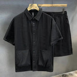 AIDASE  -  Ice Silk Cool Casual Sports Suit Men's Summer Large Size Fashionable Thin Short-sleeved Shirt Fashionable Two-piece Set Chic aidase-shop