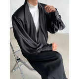 AIDASE  -  Sexy Men's Shirts Big V-neck Shoulder Padded Design Solid Color Long Sleeve Pullover Male Loose Tops Spring 2025 24K1124 aidase-shop