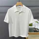 AIDASE  -  Summer Men's Korean Fashion Waffle Polo T-shirt Casual Solid Short Sleeve Tee Tops  New Y2K Vintage Streetwear polos homme aidase-shop