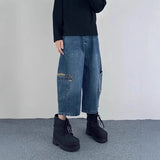 AIDASE  -  Retro Patchwork Wide Leg Jeans orts Men Women Summer New Sle Couple Workwear Denim Seven-Foot Pants Casual Straight Leg Pant aidase-shop