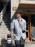 AIDASE  -  Unisex Casual Striped Relaxed-Fit Long Sleeve Shirt in Soft Sage, Classic Blue & Timeless Charcoal aidase-shop