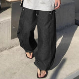 AIDASE  -  Men Pants Striped Drawstring Joggers Loose Casual Trousers Men Streetwear 2025 Oversize Fashion Leisure Wide Leg Pants aidase-shop
