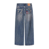 AIDASE  -  American Style High Waist Straight Leg Jeans for Men And Women Autumn New Design Embroidery Slimming Loose Fit Casual Jeans aidase-shop