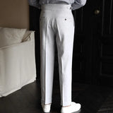 Aidase Italian Men Formal Pant Pantalones Hombre Dress Ankle Pants Men British High Waist Straight Pants Men Social Trousers Pant aidase-shop