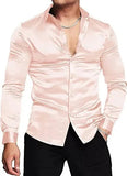 AIDASE  -  Glossy Long Sleeve Men's Shirt 70s Disco Style Casual Autumn Wear Comfortable Chinese Brand Fashionable Top for Men aidase-shop