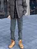 AIDASE  -  Slim Straight Casual Pants for Men in Military een Vintage Logging Workwear Sle Yellow  Boots Matching Autumn Cotton aidase-shop