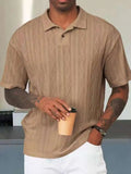 AIDASE  -  Retro Loose Texture Knitted Polo Shirt Men's Summer Retro Lapel T-shirt Breathable Old Money Short Sleeves aidase-shop