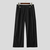AIDASE  -  Men Pants Solid Color Button Joggers High Waist Casual Trousers Men Streetwear Loose Fashion Male Wide Leg Pants S-5XL aidase-shop