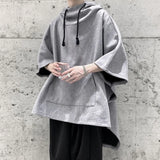 Aidase Fashion Irregular Batwing Sleeve Hoodies Sweatshirts Men Clothing 2025 Spring Summer Loose Casual Tops Asymmetrical Sweatshirts